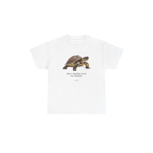 Vintage Cotton Casual Slow Motion Turtle Graphic Cotton T-shirt for Men Casual Retro Style White Tee