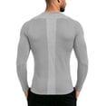 thumbnail image 3 of Men's Compression Long Sleeve Shirt Crewneck Slim Fit Gym Workout Base Layer Top with Colorblock Detail, 3 of 8