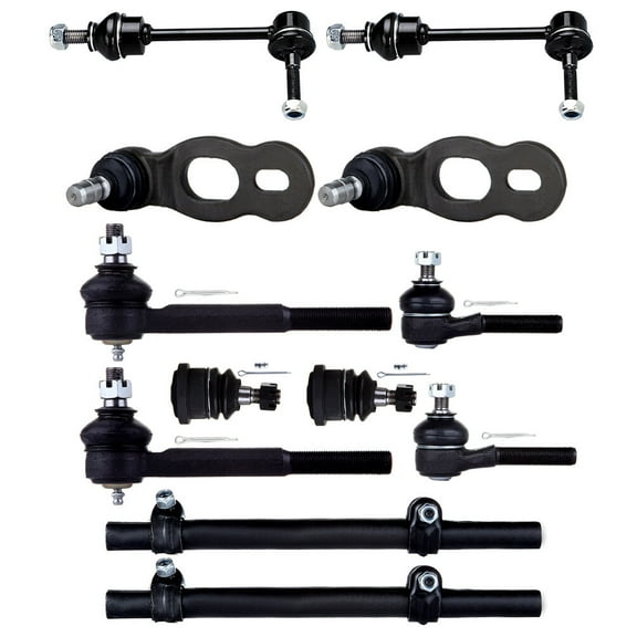 SCITOO 12pcs Suspension Kit 2 Upper 2 Lower Ball Joint 2 Front Sway Bar End Link 2 Outer 2 Inner Tie Rod End 2 Adjusting Sleeve fit 1998-2002 for Ford Crown Victoria MX-6 K8678