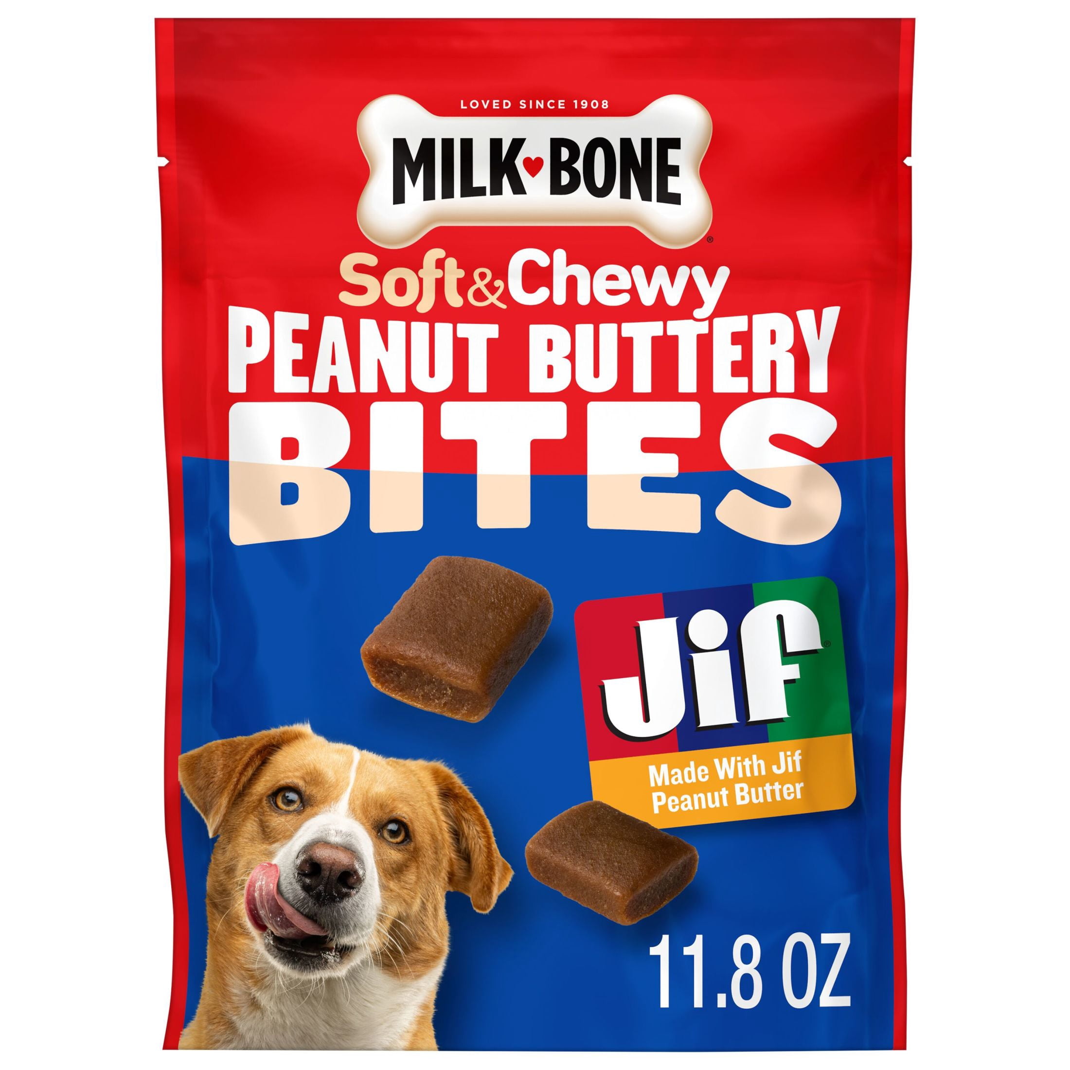 (2 pack) Milk Bone Peanut Buttery Bites Soft Dog Treats With Jif Peanut Butter, 11.8 oz Bag