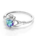 thumbnail image 4 of Gem Stone King 1.06 Ct Heart Shape Mercury Mist Mystic Topaz White Diamond 10K White Gold Irish Celtic Claddagh Ring, 4 of 6