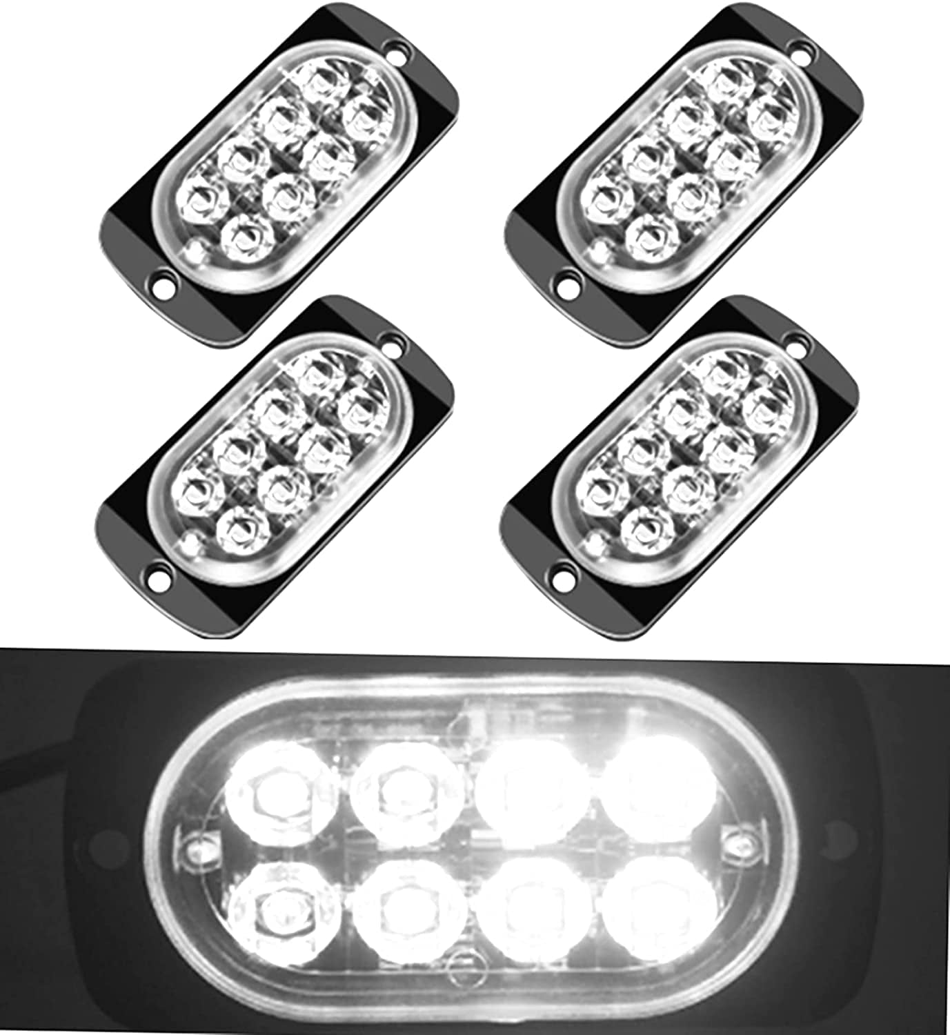 LINLIN 4 Pack 8 LED Emergenty Warning Lights,LED Safety Emergency