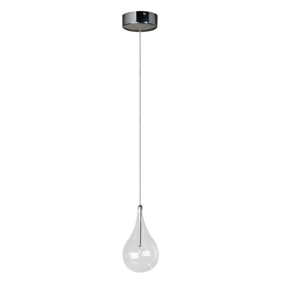 ET2 Larmes 1-Light Adjustable LED Pendant, Polished Chrome, Clear Glass, 3000K