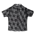 thumbnail image 5 of Women's Lace Short Sleeve Floral Embroidery Sheer Base T-shirt, Round Neck Blouse, Elegant and Stylish Transparent Layered Tee, Perfect for Layering, Lightweight and Comfortable for Casual Wear, 5 of 6