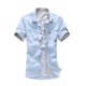 thumbnail image 2 of ICHUANYI Clearance Mens Casual Short Sleeve Solid Cardigan Stand Collar T-Shirt Blouse Tops(Blue, XXL) Ichuanyi Ichuanyi, 2 of 4