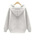 thumbnail image 5 of XIAOCHA Womens Hoodies Side Zippers Long Sleeve Solid Color Hooded Sweatshirt Loose Fit Trendy Drawstring Sport Hoodeie Top Streetwear White, 5 of 5