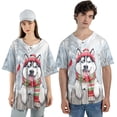 thumbnail image 4 of Playful Siberian Husky Welcomes Winter Snowy Day with Cardinal Bird All Over Print 3D Baseball Shirt Husky Dog Lover Gifts Softball Sport - 2017, 4 of 6