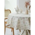 thumbnail image 4 of Pastoral Round Tablecloth - 60 Inch Dia. - Beige Linen Table Cloth - Washable Table Cover with Dust-Proof Wrinkle Resistant for Restaurant, Picnic, Bistro, Indoor and Outdoor Dining, Gardenia, 4 of 7