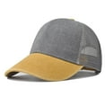 thumbnail image 2 of Yellow Baseball Caps For Men And Women Rinsing Make Old Color Match Individuality All Match Light Polyester Fabric In Yellow Color, 2 of 3