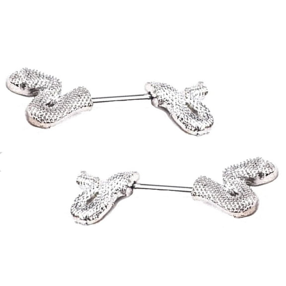 Nipple Ring Bars Snake Body Jewelry Pair 14 Gauge Shield