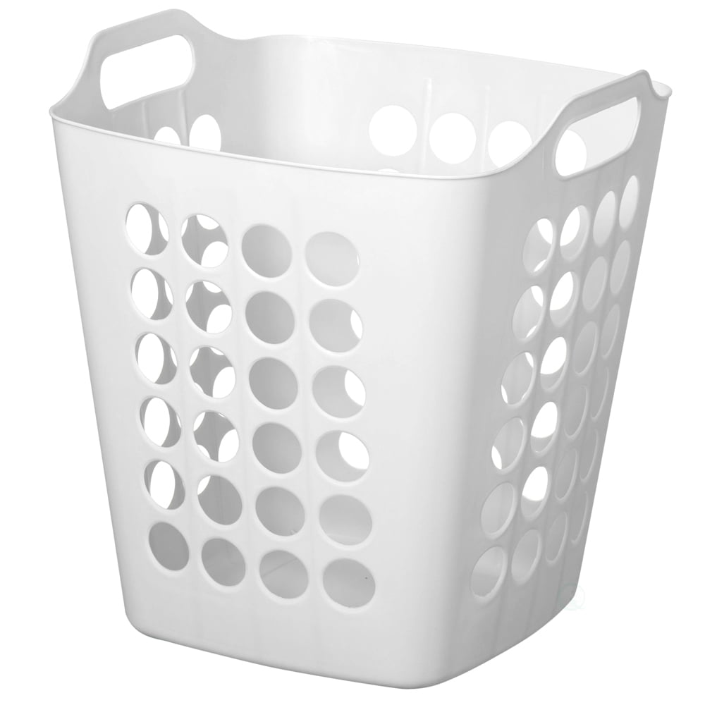 Flexible Plastic Laundry Basket - Square Storage Hamper with Side Handles for Easy Carrying - Versatile Organizer for Laundry, and Household Storage, White 50 Litter