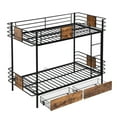 thumbnail image 4 of Bunk Bed Twin XL over Twin XL, Metal Bunk Bed with Built-in Ladder and Safety Guardrail, Space-Saving Bunk Beds with MDF Board Guardrail and Two Storage Drawers for Teens & Adults, 4 of 9