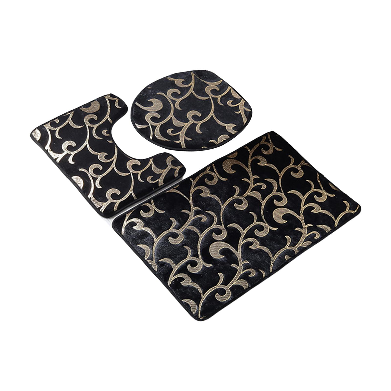 3 Piece Bathroom Rug Set, Floor Rug Carpet U Shape Toilet Rug with