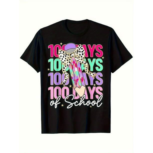 Camisetas para niñas de 100 días de escuela, adecuadas para las tendencias de moda de niñas, ropa interior transpirable, informal y cómoda, camisetas casuales de verano de moda urbana.