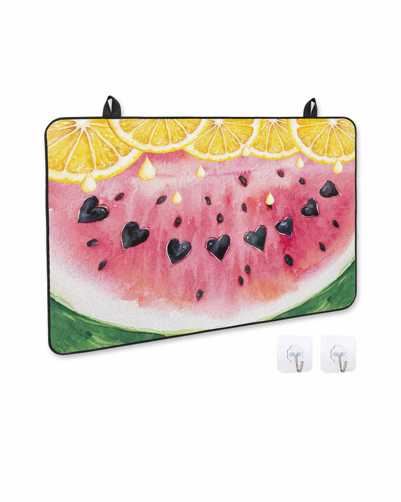 nqOlkjepod Large Induction Cooktop Protector Mat 28.5"x20.5", Red Watermelon Stove Top Covers for Electric Stove, Yellow Lemon Summer Fruit Country Stove Burner Cover Mats, Glass Top Stove Cover