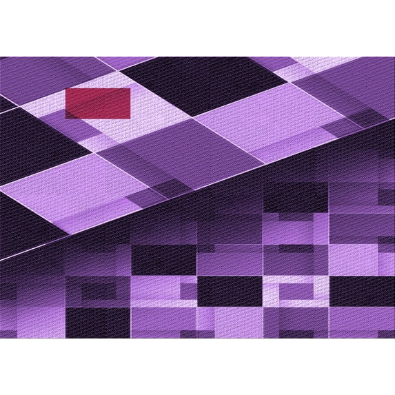 Ahgly Company Machine Washable Indoor Rectangle Transitional Purple Area Rugs, 2' x 5'