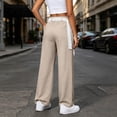 thumbnail image 4 of LIaqionyy Women's Straight Leg Pants Drawstring Elastic Waist Casual Lightweight Fashion Trousers with Pockets, 4 of 9