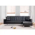 thumbnail image 2 of Reversible Sectional Sofa Bed, Click Clack Convertible Sofa Couch with Chaise, Black, 2 of 4