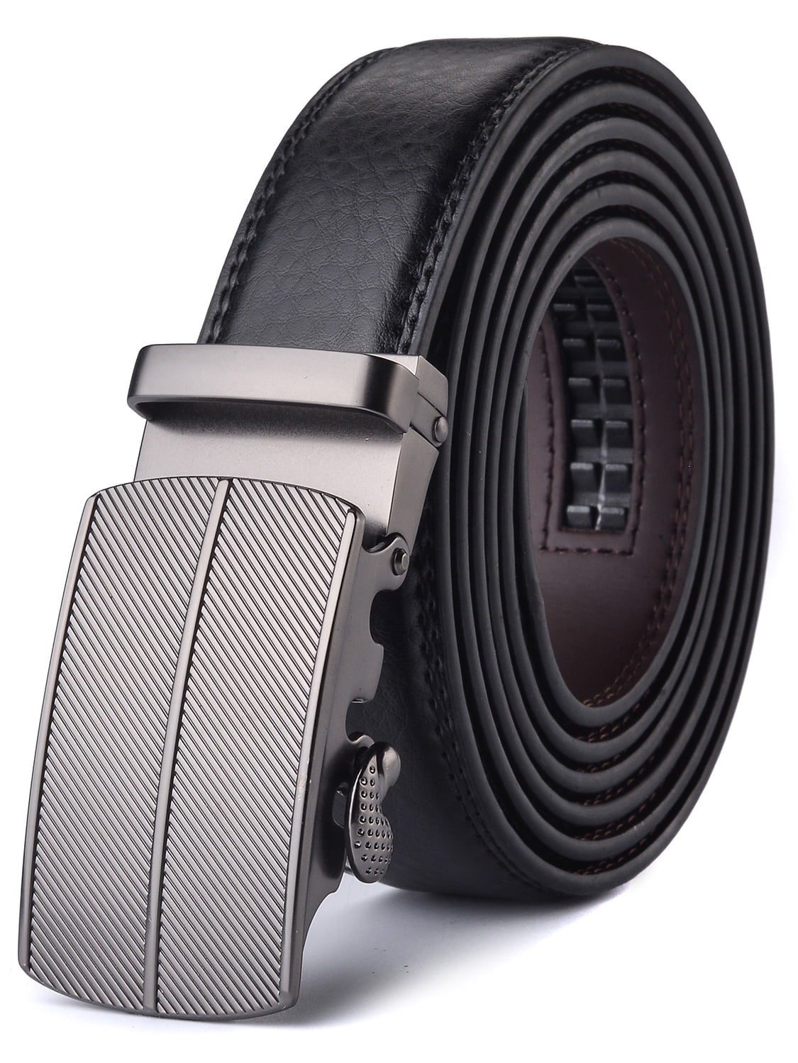 Xhtang Mens Genuine Leather Ratchet Dress Belt with Automatic Buckle ...