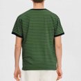 thumbnail image 4 of PNTUTB Summer Men's Striped Casual Half Buttoned Round Neck Pullover Short Sleeve Comfortable Tops, 4 of 6