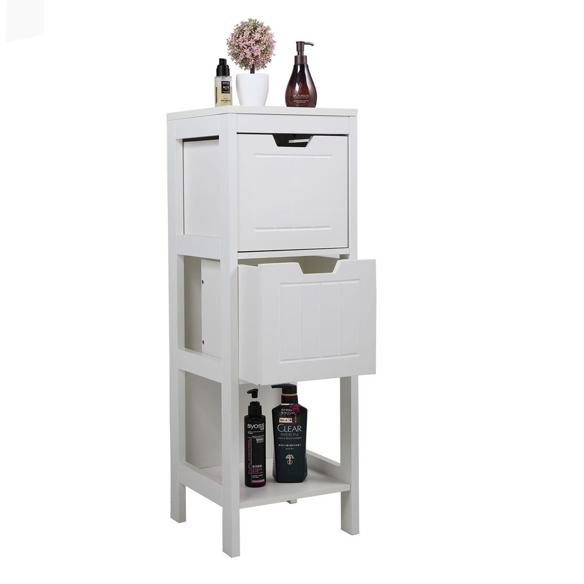 Lowestbest Bathroom Storage Cabinets, Side Storage Organizer Cabinet, Floor Bathroom Cabinets with 2 Drawers, Linen Tower, White Lowestbest Bathroom Storage Cabinets, Side Storage Organizer Cabinet, Floor Bathroom Cabinets with 2 Drawers, Linen Tower, White