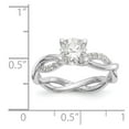 thumbnail image 2 of Solid 14k White Gold Round Criss-Cross Engagement Ring with CZ Cubic Zirconia Size 5, 2 of 3