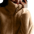 thumbnail image 6 of Neewe Women's Coat Casual Lapel Fleece Fuzzy Faux Shearling Zipper Coats Warm Winter Oversized Outwear Jackets, 6 of 9