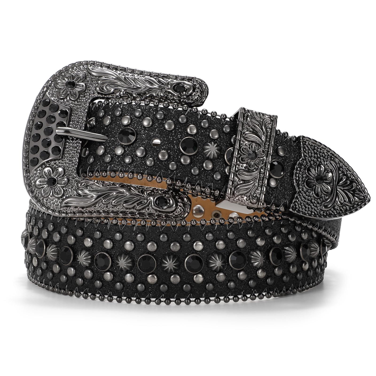 4118 Women Rhinestone Belt, Bling Y2k Western Cowgirl Men Cowboy Faux KorhLeoh Rhinestone Belt for Women Men - Sequin Diamond  main image 3