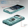 thumbnail image 2 of Compatible with iPhone 16e with Sliding Cover Lens Protection & Kickstand, Built-in 360° Rotate Ring Stand Magnetic Card Slot Hybrid Cover Case for iPhone 16e, Green, 2 of 9