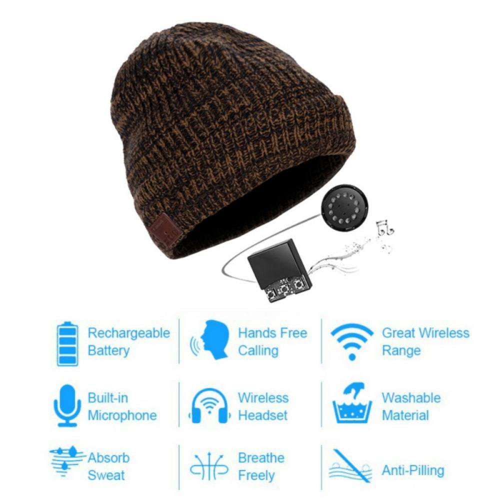 Bonnet Bluetooth Unisexe Puersit - Technologie Sans Fil V5.2, Batterie 200mAh (10-12h D'autonomie), Haut-parleurs Intégrés, Lavable