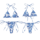thumbnail image 5 of Traje de baño de dos piezas con estampado de triángulos y lazos laterales para mujer, 5 of 5