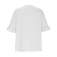 thumbnail image 5 of Ediodpoh A Fashionable Casual Loose V Neck Button Down Pleated Five Quarter Sleeve Solid Color T Shirt for Ladies Tshirts for Women White XL, 5 of 6