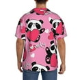 thumbnail image 5 of Sigee Panda Heart Valentine Pink Print Men's Shirts Casual Button Down Short Sleeve Summer Beach Shirt Hawaiian Vacation Shirts Tee Shirt-Large, 5 of 7