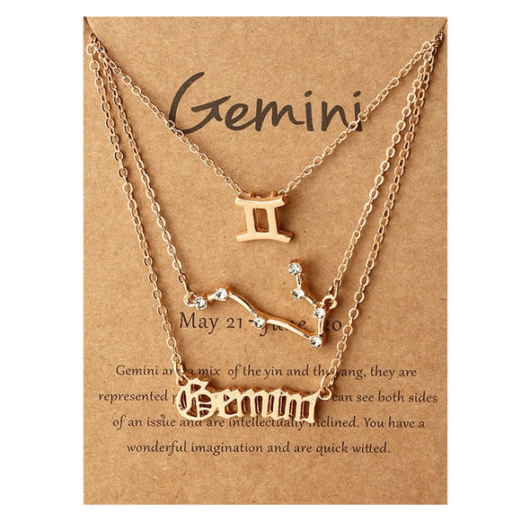 Riforla Constellation Layer Necklaces for Women Girls Retro 12 Constellation Pendant Necklace Exquisite Letter Sign Jewelry Birthday Womens Jewelry Gemini
