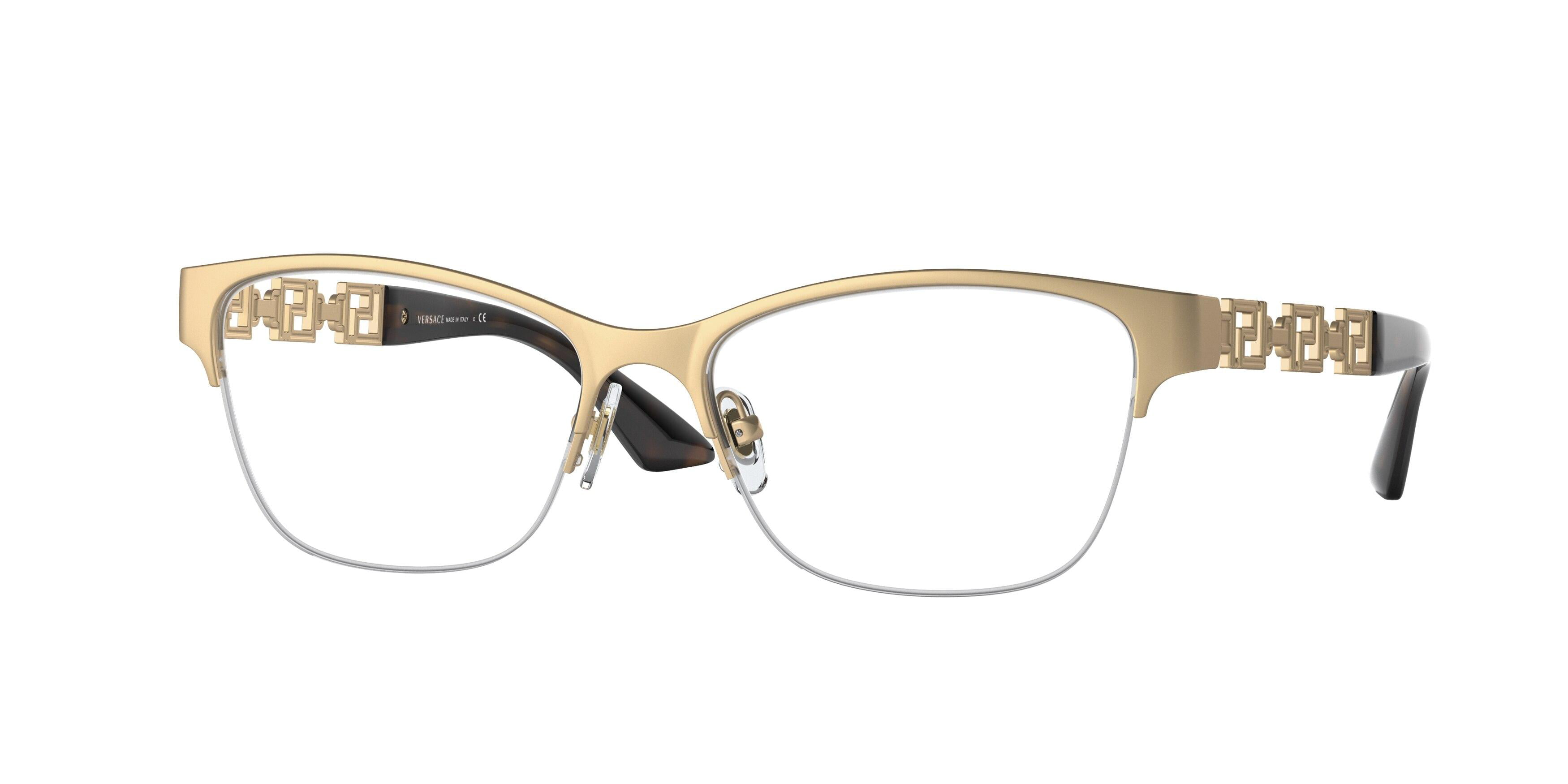VERSACE PRESCRIPTION 1175B 1002 53MM PALE GOLD FRAME WITH CLEAR DEMO LENSES 