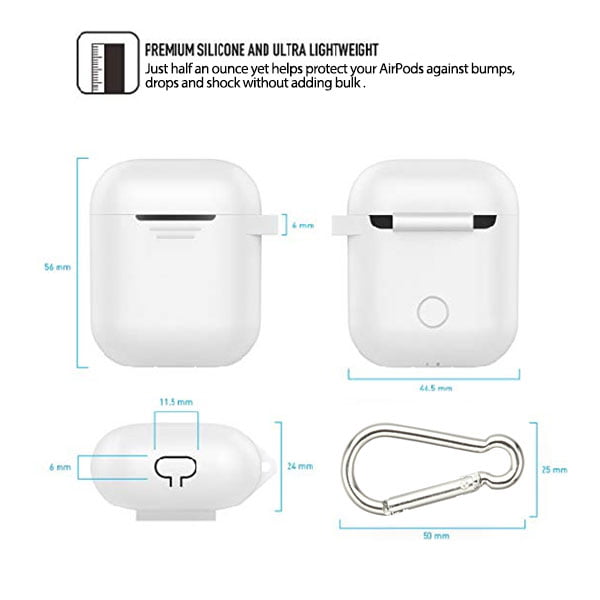 sne manipulere Cordelia Apple Airpods Silicone Cover Charger Desktop Charging Headphones Earbuds  Accessories for Airpod 1st & 2nd Generation Charger Silicone Rubber TPU Case  Cover WHITE color with Carabiner Clip - Walmart.com