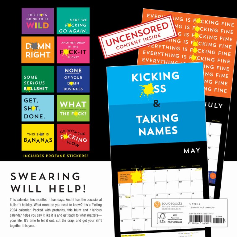 Calendars & Gifts to Swear by: A F*cking 2024 Wall Calendar (Other) -  Walmart.com