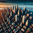 thumbnail image 3 of Ambesonne Cityscape Duvet Cover Set, Manhattan Panorama Urban, Calking, Blue and Pale Cinnamon, 3 of 6