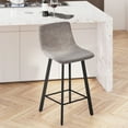 thumbnail image 3 of Merrick Lane Modern Leather Bar Stool, Gray Faux (Set of 2), 3 of 12