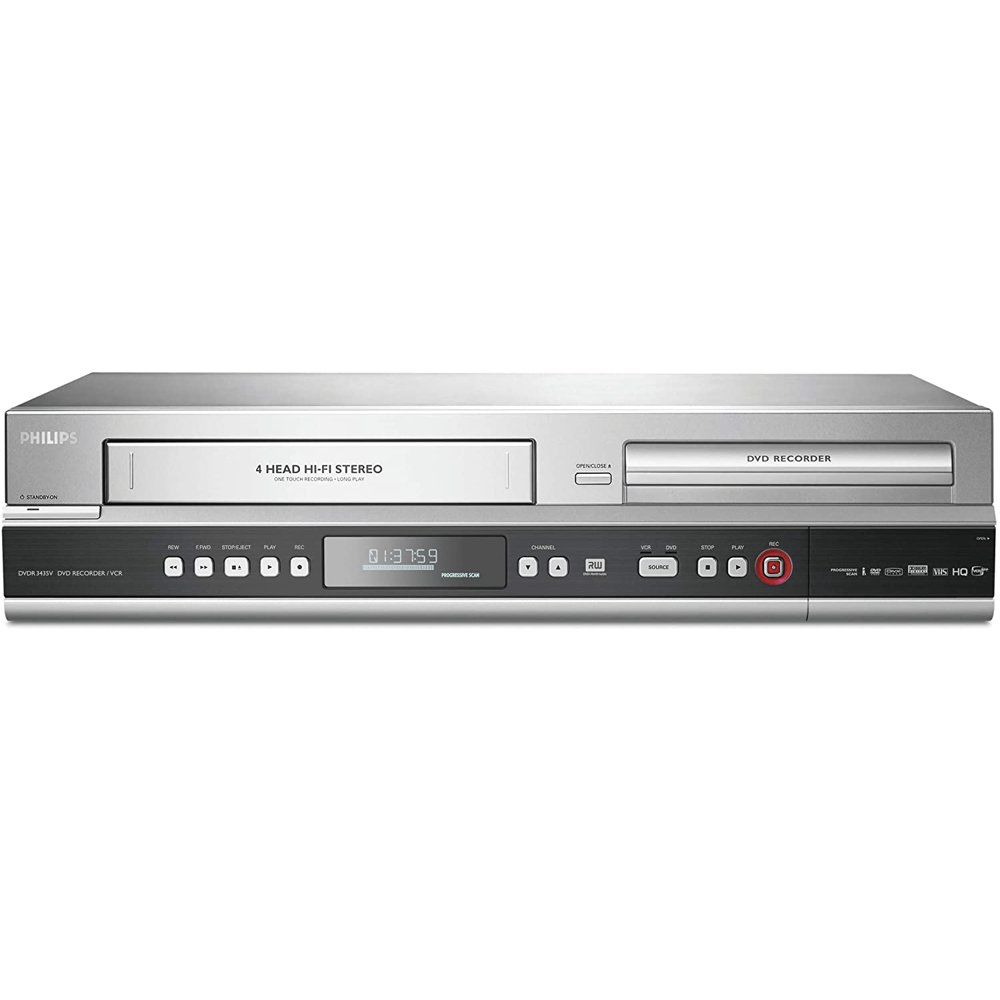 Philips DVDR3435V (REFURBISHED) DVD VCR Combo RECORDER with REMOTE, MANUAL, and CABLES Walmart