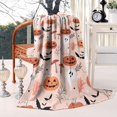 thumbnail image 2 of Halloween Cute Icons on Pink Pattern Blanket,Comfortable Soft Lamb Wool Throw Blanket,All Season,Warm Lightweight Blankets for Sofa Bed Couch Living Room Chair,40"x50", 2 of 4