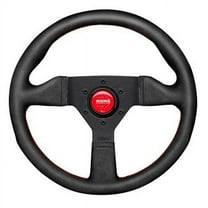 Momo Montecarlo Alcantara Steering Wheel 350 mm - Black/Red Stitch/Black Spokes