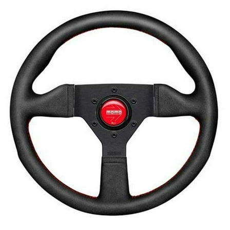 Momo Montecarlo Alcantara Steering Wheel 350 mm - Black/Red Stitch/Black Spokes