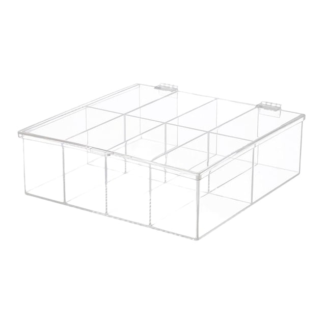 Acrylic Organizer Seasoning Packets 8 Divided Compartments Condiments Coffee Packets Storage Bin Box Display Case for Kitchen Cabinet