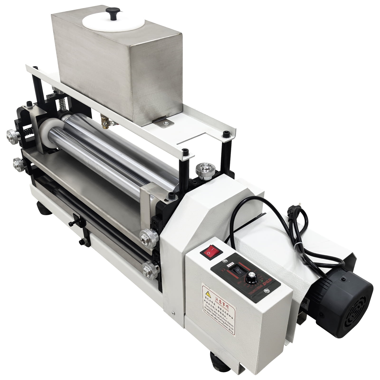 Automatic Double-Sided Gluing Machine 15.35" Steel Roller Glue Coating Machine for Paper Leather Craft 110V