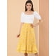 thumbnail image 3 of Falmidi fluicon dobladillo con volantes escalonados y cintuelástiestampapamujer Amarillo-Floral M, 3 of 7