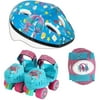 Playwheels Trolls Kids Rollerskate Junior with Knee Pads and Helmet, Size 6-12