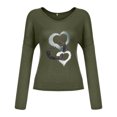 thumbnail image 4 of Aofany Valentines Day Love Heart Print T-Shirt for Women Long Sleeve Mother's Day Graphic Tees Tops Loose Casual V Neck Shirts, 4 of 4