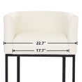 thumbnail image 2 of ClinQ 26" Counter Height Bar Stools Set of 3, PU Leather Barrel Bar Chairs with Back and Arms for Kitchen Island, White, 2 of 14
