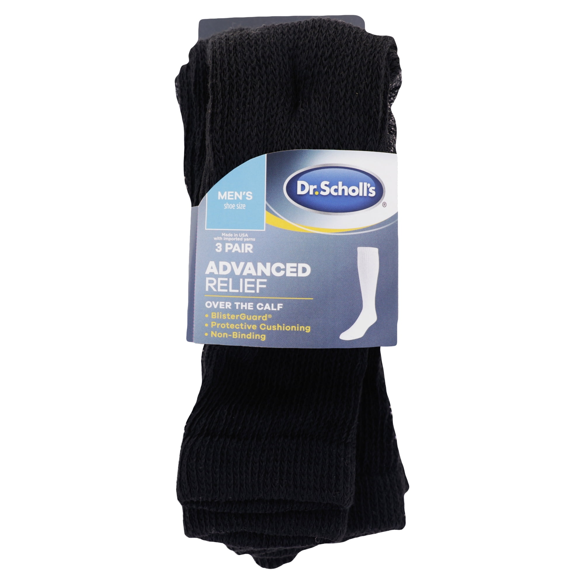 Dr. Scholl's Men's Advanced Relief Blister Guard Over the Calf Socks, 3 Pack